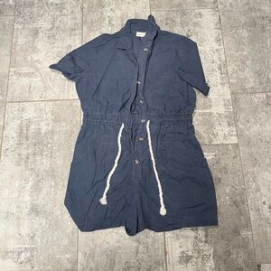 Universal Thread Fisherman Core Summer Linen Shorts Romper Navy Super Cute SZ M